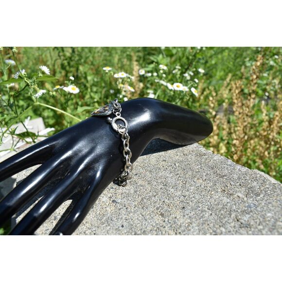 Sweetheart Charm Steel Chain Bracelet with Silver & Gold Two-Tone ( 7 1/2") - Picture 6 of 8